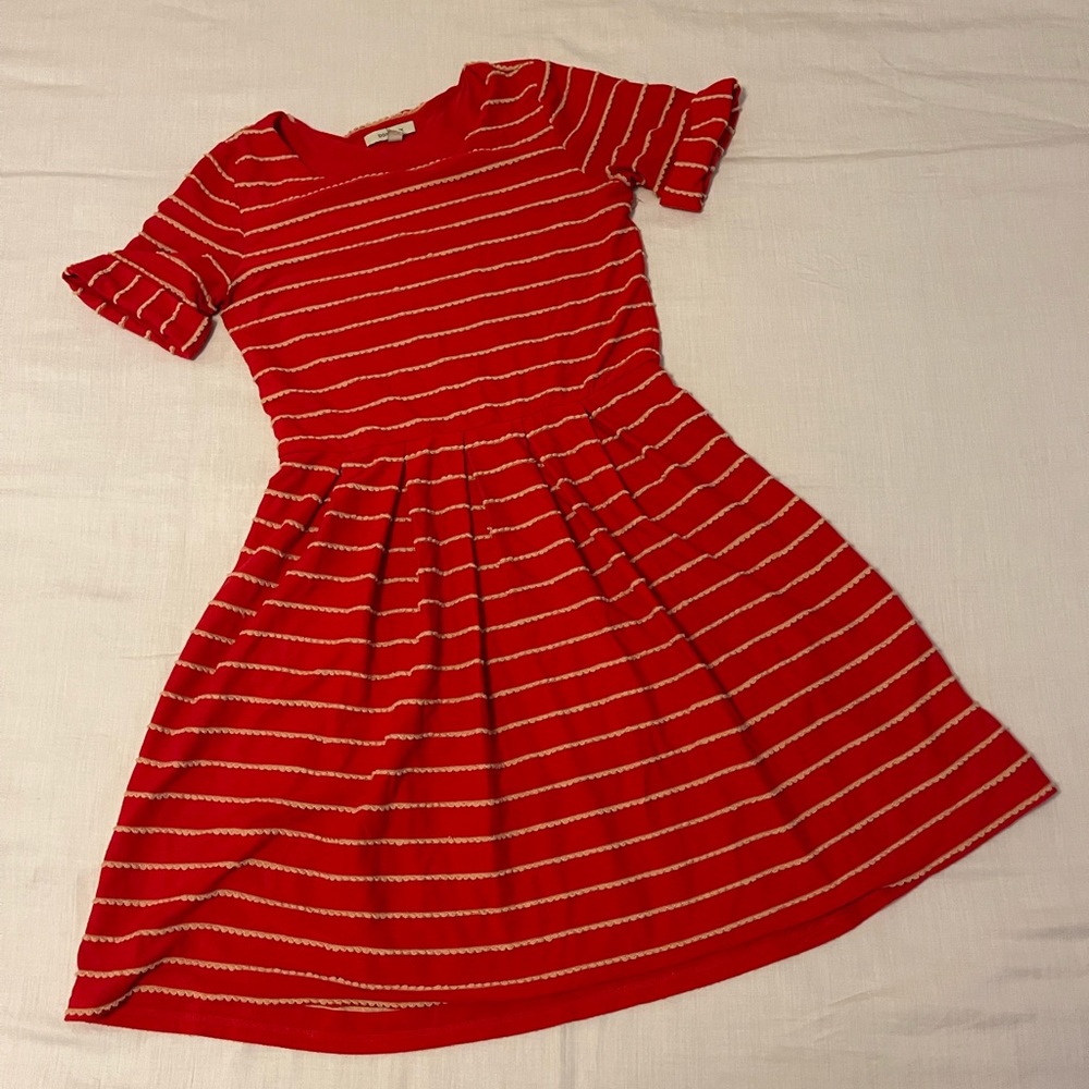 Anthropologie Bordeaux Fit & Flare Dress Medium